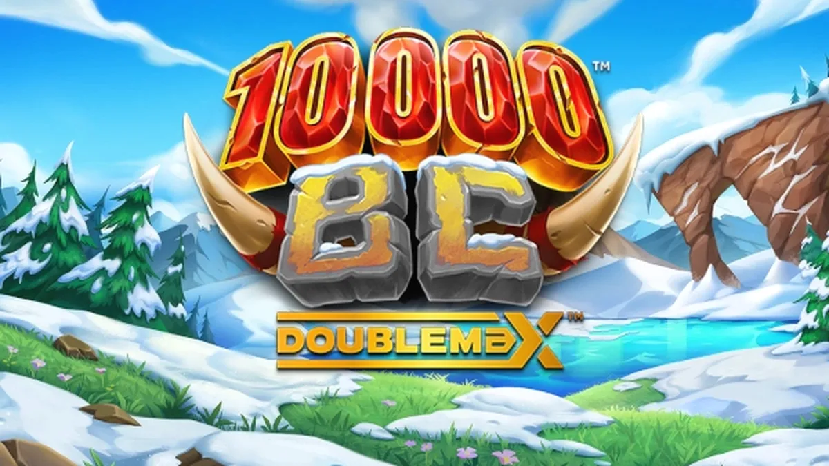 Tampilan visual slot 10000 BC DoubleMax dengan elemen prasejarah